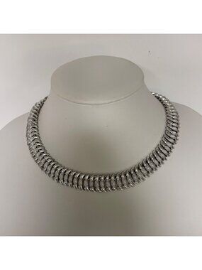 Coro Choker Necklace Textured Link Vintage Signed Adjustable Hook Closure MCM